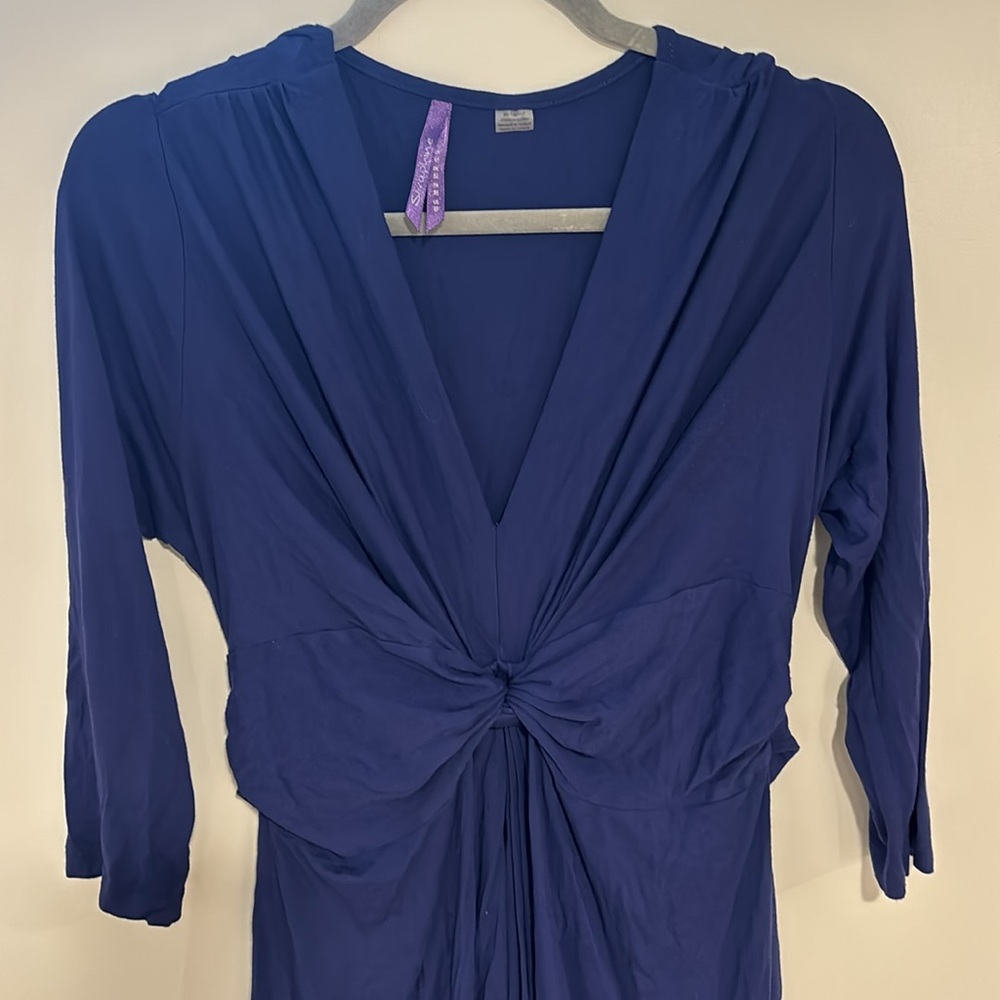 Seraphine Navy Blue Size 10 Maternity Faux Wrap Dress